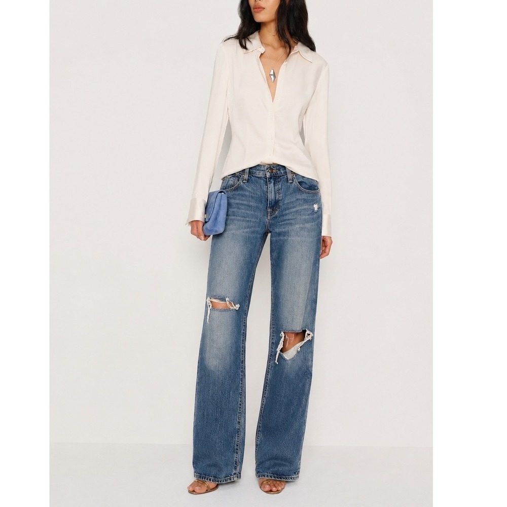 Lucky Brand Sienna Weekender Crop Distressed Blue Jeans
